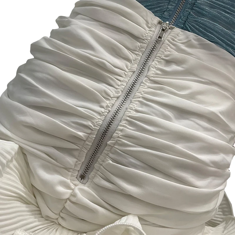 Twotwin2 Стильная Повседневная белая юбка для женщин с высокой талией Лоскутная