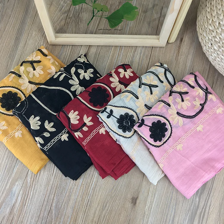 1 шт. вышитый шарф Женская Винтажная летняя Пашмина хлопковые шали и накидки