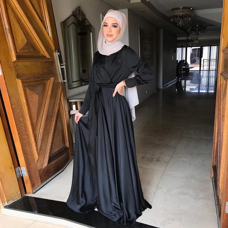 

2021 New Muslim Middle East Arab Dubai Bandage Tunic Dress Muslim Tunic Dress Muslim Fashion Indian Dress Women