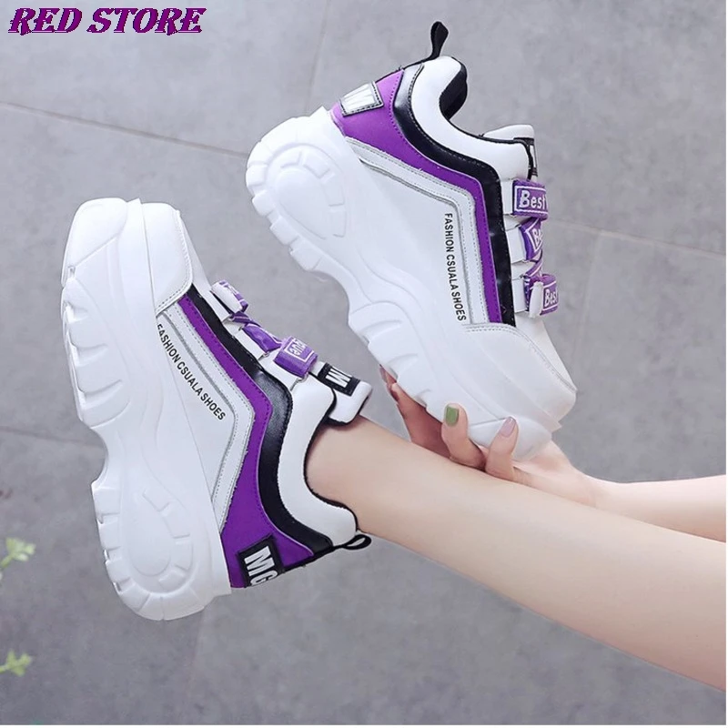 

Women Chunky Sneakers 2020 Fashion Platform Sneakers Ladies Brand Wedges Casual Shoes For Woman Leather Sports Dad Shoes 7cm