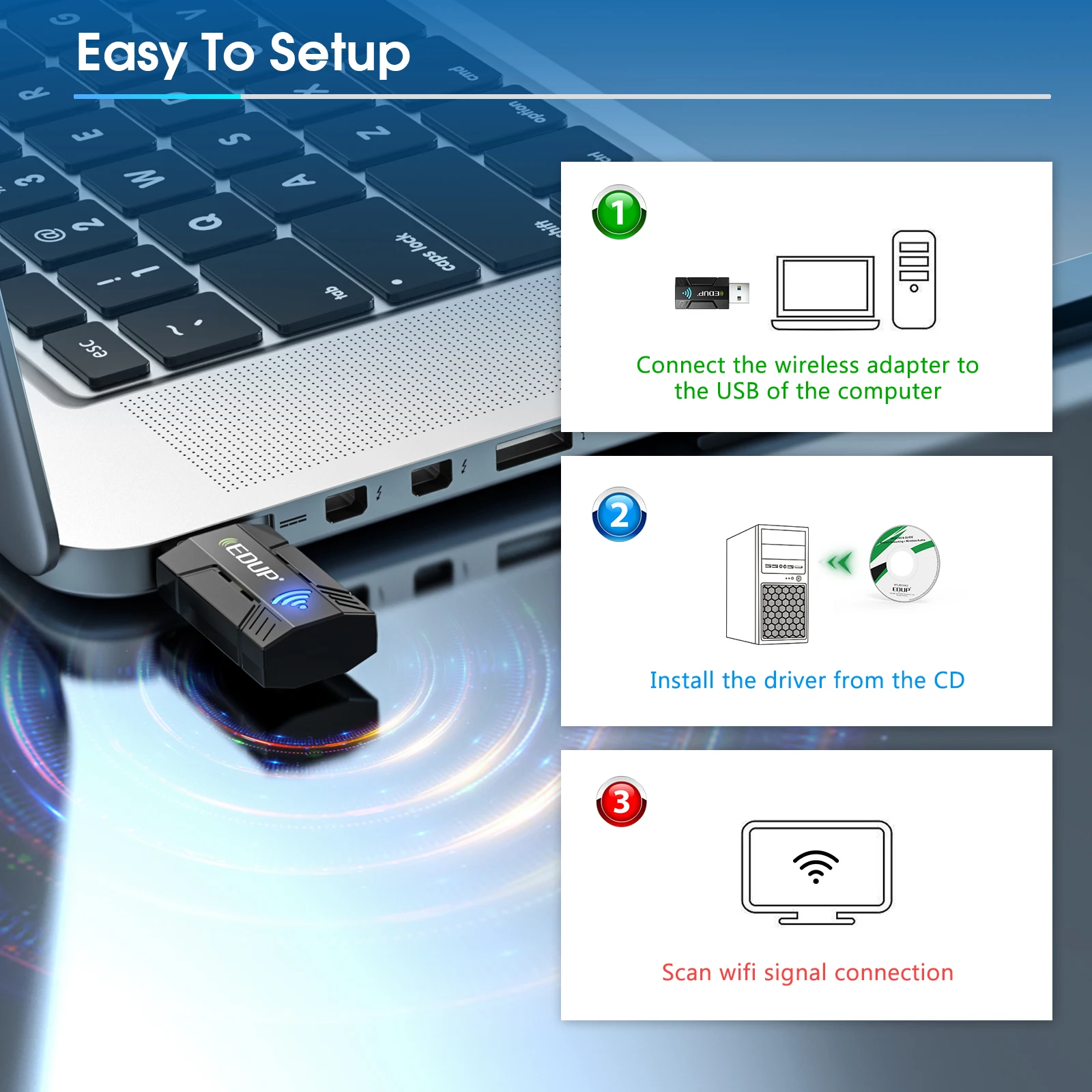 Беспроводная сетевая карта EDUP 1300 м USB 2 4 Wi-Fi адаптер ГГц и телефон Двухдиапазонный