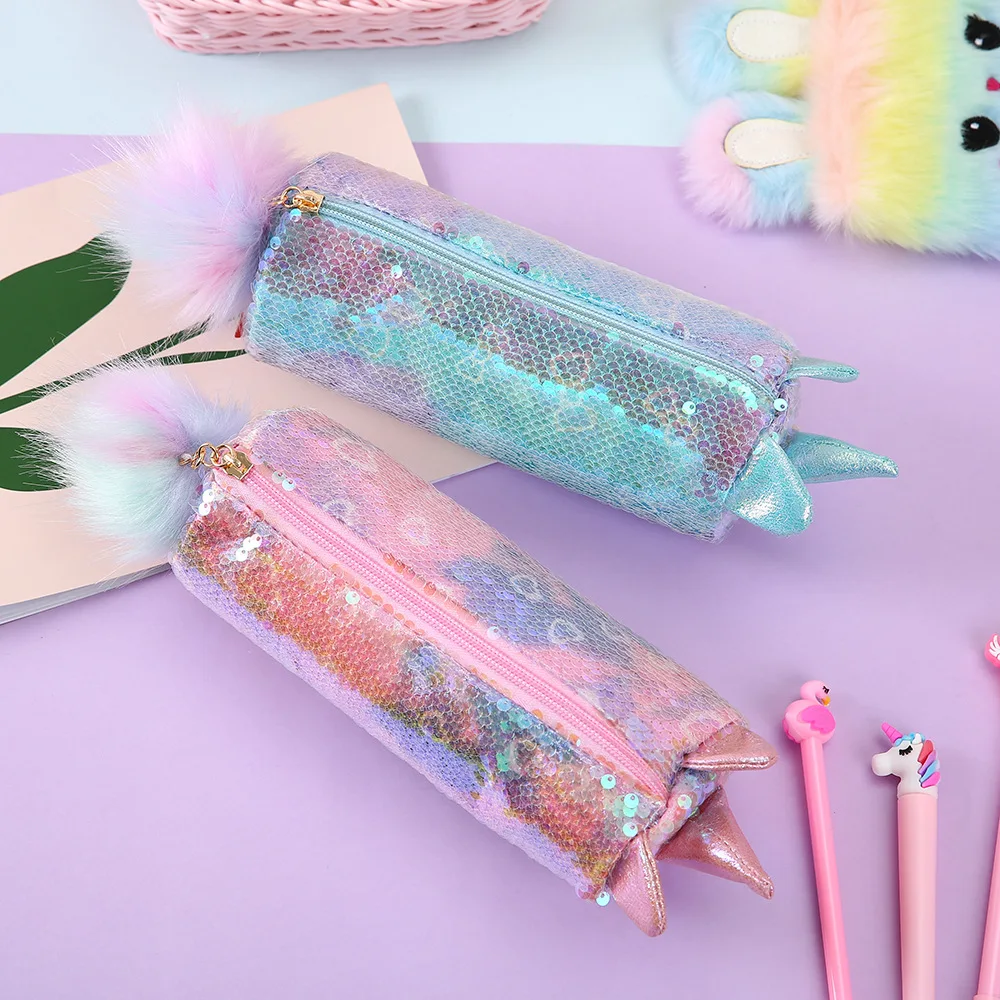 

Студенческий чехол для карандашей, единорог, блестящая сумка, мультяшный чехол для карандашей, канцелярская сумка для хранения карандашей, ...