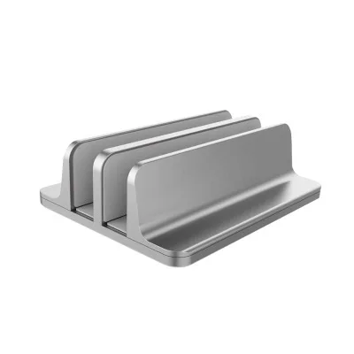Silver Вертикальная подставка для ноутбука и планшета для Macbook Air Pro 13 15 настольная алюминиевая двойная настольная подставка с регулируемой док-станцией для Chromebook - Цвет: Silver