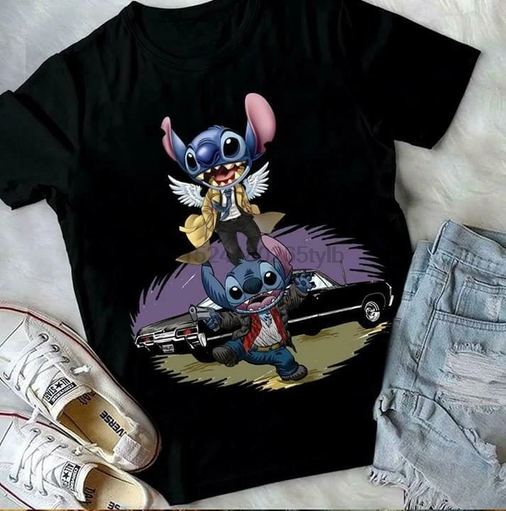 Стежка Сверхъестественное Кастиель Ангел футболка черный хлопок мужская S 6XL