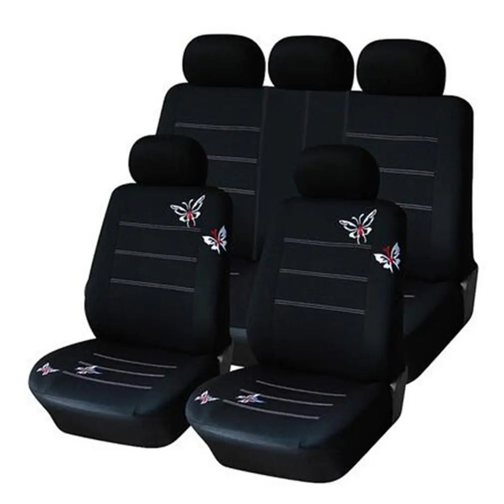 

2019 New Butterfly Fashion Style Front Rear Universal Car Seat Covers Luxury Cute Pink Auto Vehicle Cars Seat Covers