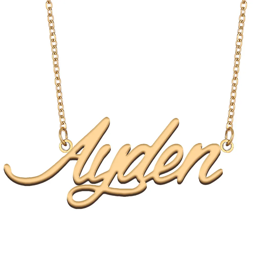 

Ayden Nameplate Necklace for Women Stainless Steel Jewelry Gold Plated Name Chain Pendant Femme Mothers Girlfriend Gift