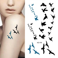 50 hot sale female fashion birds fly temporary waterproof tattoo sticker body art decal