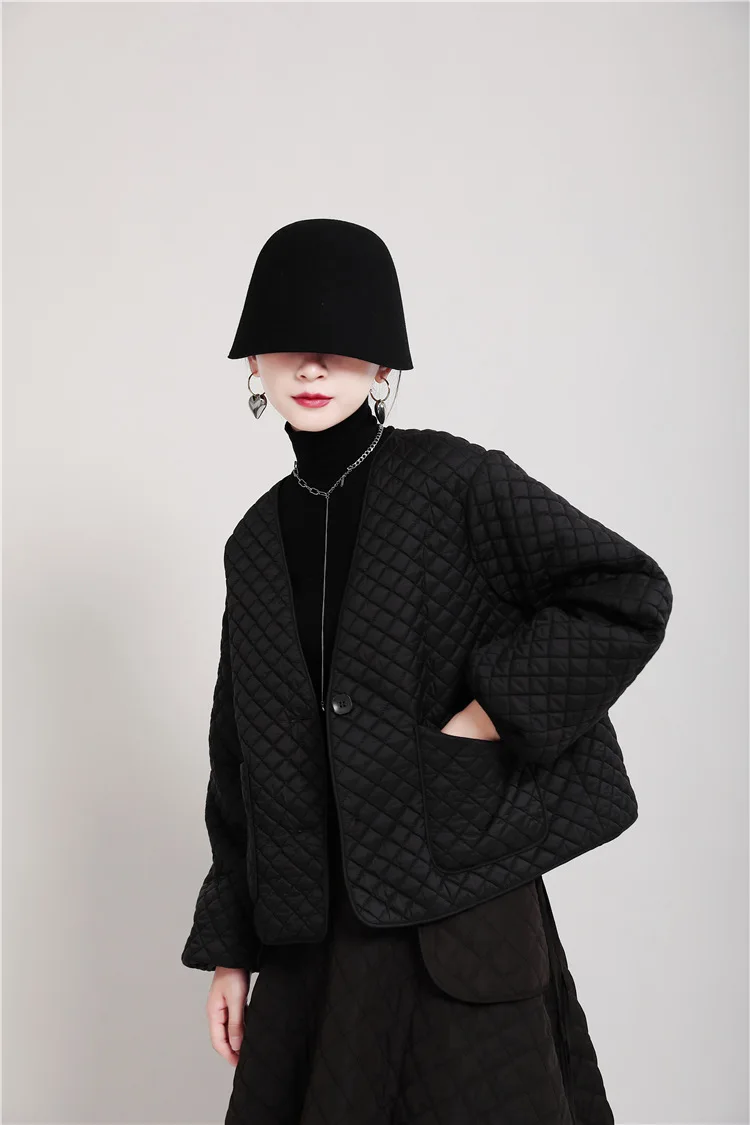 

MSXU Cotton Jacket Women 2020 New Loose Cotton Jacket Ladies Rhombic Cotton Jacket Design Sense Cotton Jacket