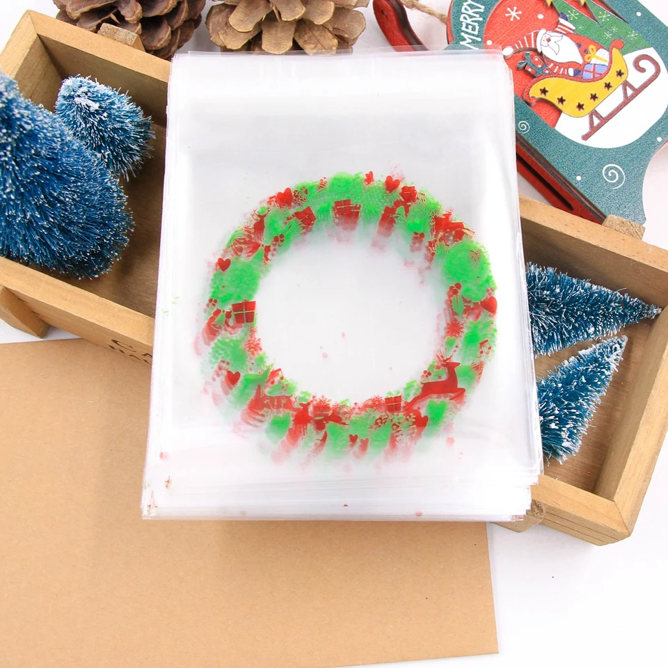 20p Wreath 1 набор оленей и Санта-Клауса, рождественские подарочные коробки для конфет, упаковочные коробки для гостей, Подарочная сумка для рождественской вечеринки, Подарочный декор для детей - Цвет: 20p Wreath
