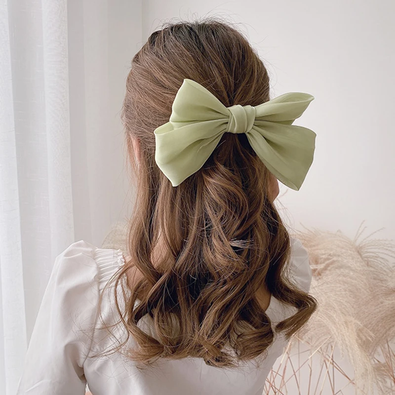 

[DISCICI] 2021 New Satin Big Bow Hairpin Women Head Spoon Hairpin Girls Top Clip Headdress Hair Fashion Accessories OH2028