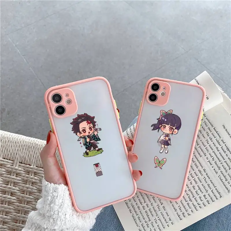 

Demon Slayer Kawaii Anime Phone Case Matte Transparent for iPhone 7 8 11 12 s mini pro X XS XR MAX Plus cover funda