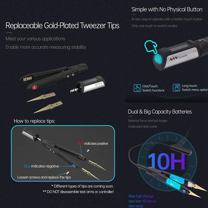 

DT71 Portable Multifunction Digital Smart Tweezers Signal Generator Debugging Reparing Tool for DIY Testing Voltage