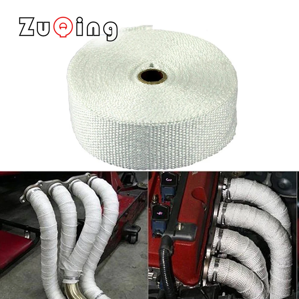 

Motorcycle Exhaust Thermal Exhaust Tape Header Heat Wrap Fiberglass Heat Shield Tape Cloth Roll with Stainless Ties