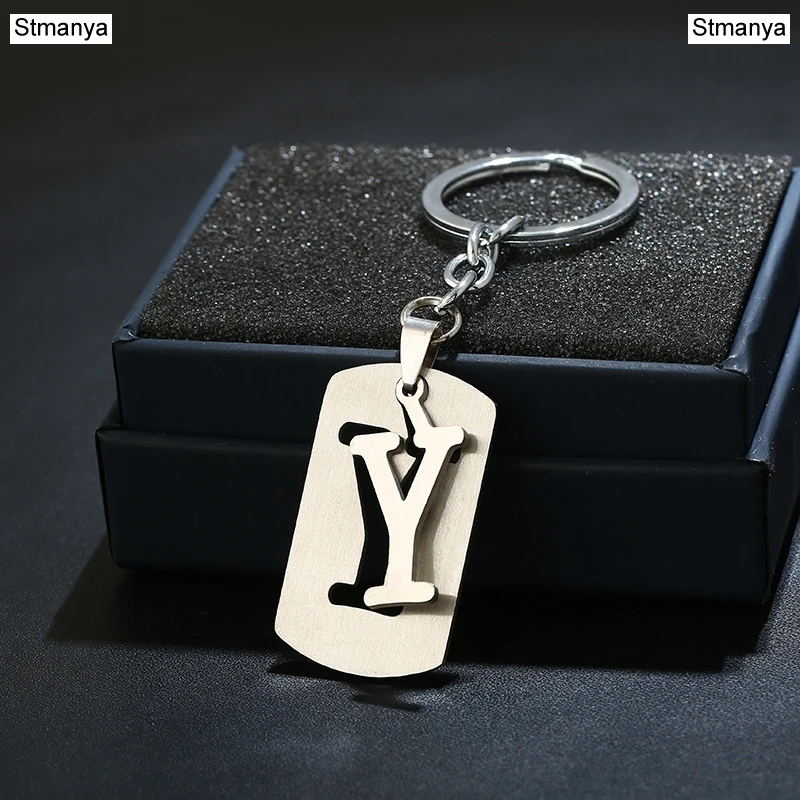 Y DIY из нержавеющей стали A-Z буквы брелок талисман 26 букв брелок мужской женский брелок пара подарок ювелирные изделия автомобильный брелок - Цвет: Y