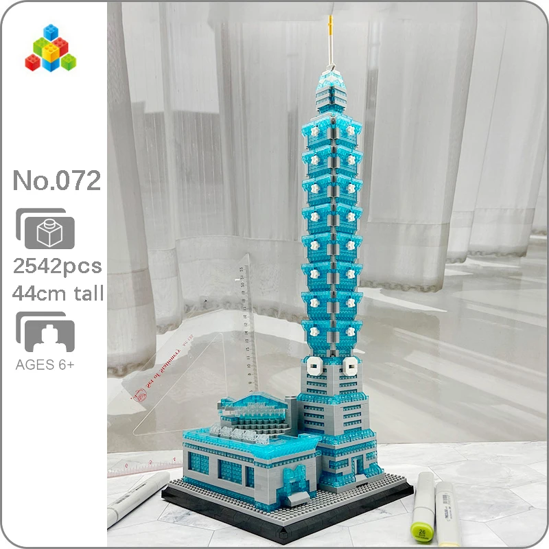 

YZ World Creative Architecture Taipei 101 Building Financial Center 3D Model Building Blocks Kit Mini Bricks Toy for Kids Gifts