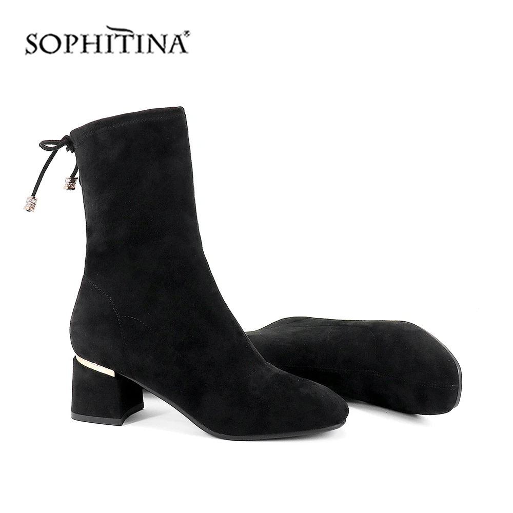 SOPHITINA/Ботильоны женские. Повседневная теплая обувь из натуральной замши и
