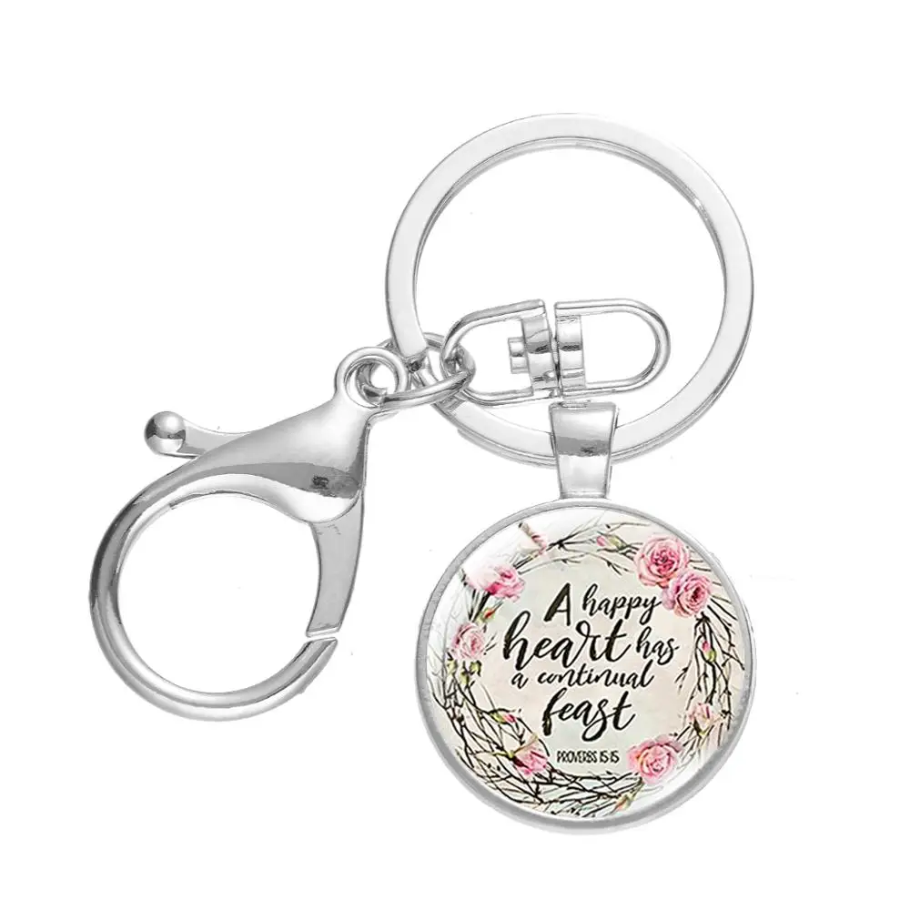 Брелок для ключей с надписью силы и достоинства Притчи 31:25 Библия христианские