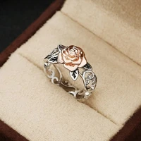 flower rose sweet wedding rings for women engagement hollow ring for female jewelry