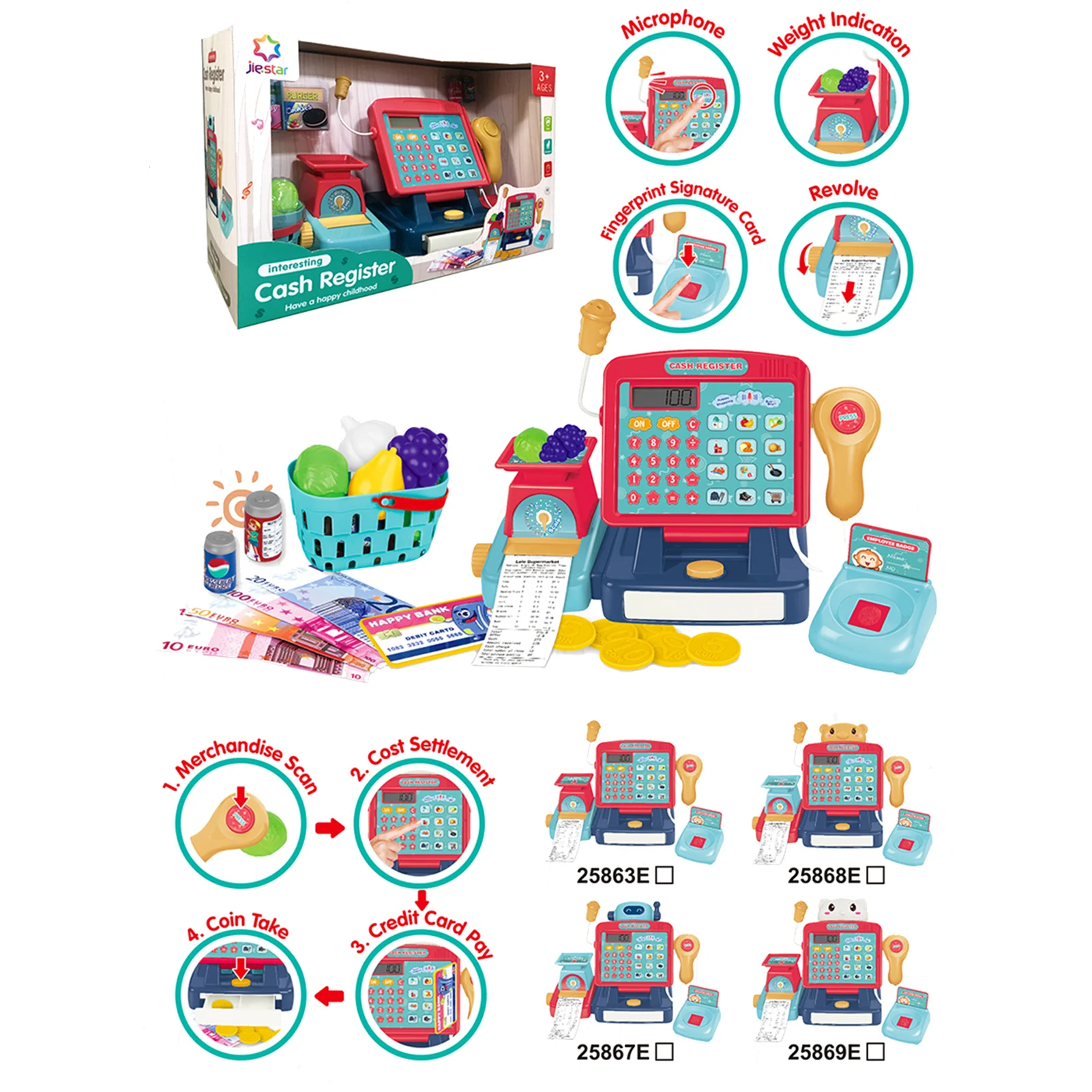 

Pretend Play House Mini Simulated Supermarket Cash Register Kits Toys For Kids Checkout Counter Role Pretend Play Cashier Toys