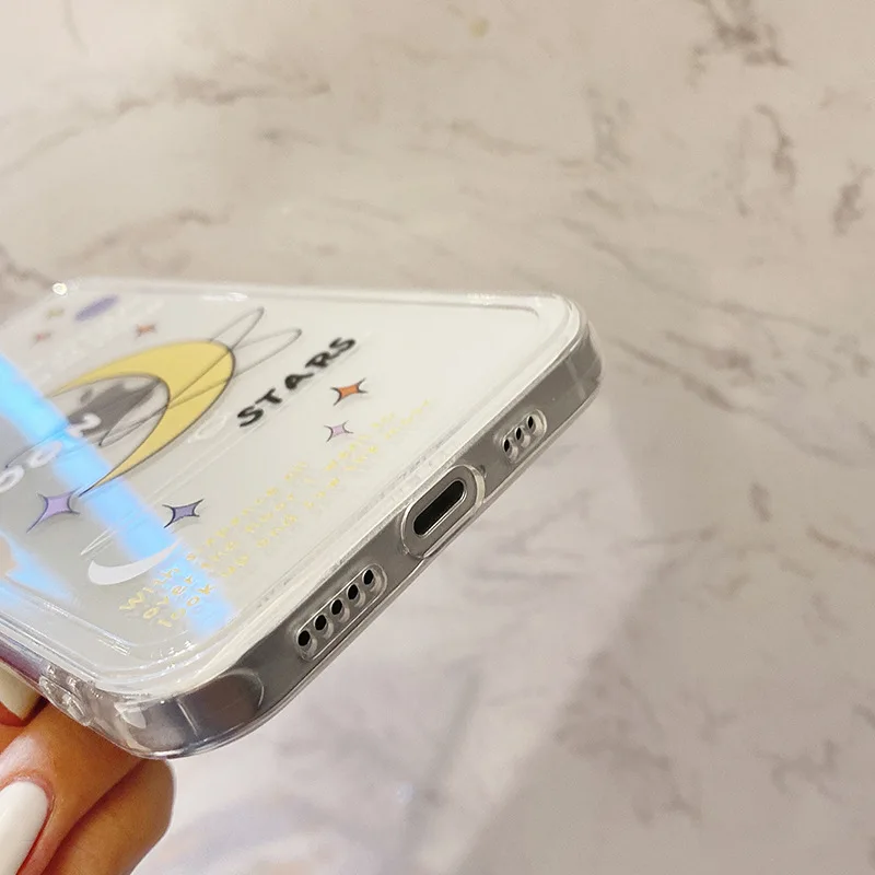 

Cute Letter Moon Transparent Bumper Phone Case For iPhone 11 12 Pro Max 7 8 Plus X XR XS Max Shockproof Back Cover