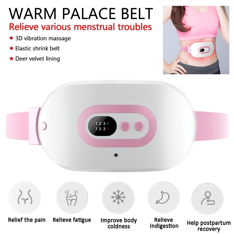 

Relieve Menstrual Pain Abdominal Heating Massage Warm Palace Belt Electric Heating Uterus Acupoints Vibrating Waist Massager