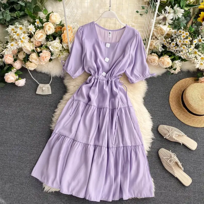 Платье SINGRAIN женское средней длины однотонное повседневное ТРАПЕЦИЕВИДНОЕ с