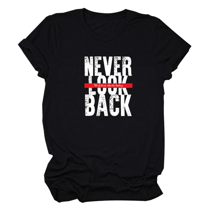 Никогда не оглядываться футболка размера плюс для женщин в стиле панк одежда пар