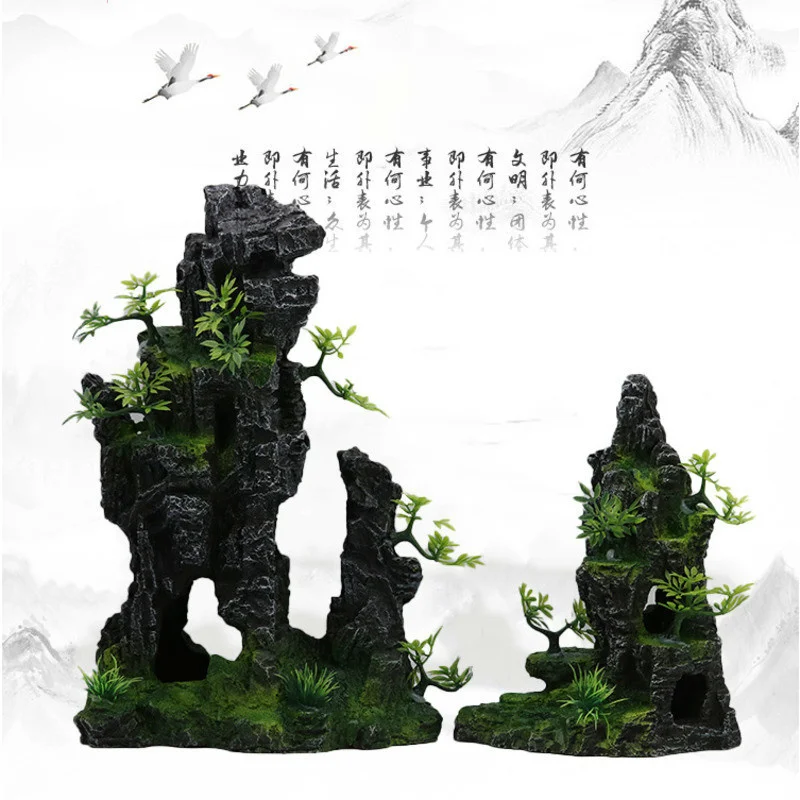 

Large FishTank Landscaping Rockery Aquarium Decoration Ornament Decor Resin Simulation Mountain Aquascape Landscape Accessories