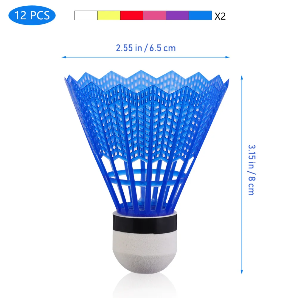 

VORCOO 12Pcs Nylon Crown Shuttlecocks Training Badminton Balls with Great Stability and Durability for Indoor Outdoor Sports
