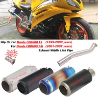 slip on for honda cbr600 f4 f4i 1999 20007 year motorcycle exhaust system escape modified middle link pipe muffler db kiiller