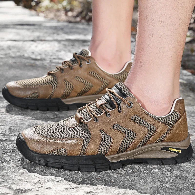 

Outdoor Casual Men's Shoes Air Mesh Breathable Sneakers Comfortable Flat Shoe Men Non-Slip Anti Odor Travel Mens Shoes Sneakers