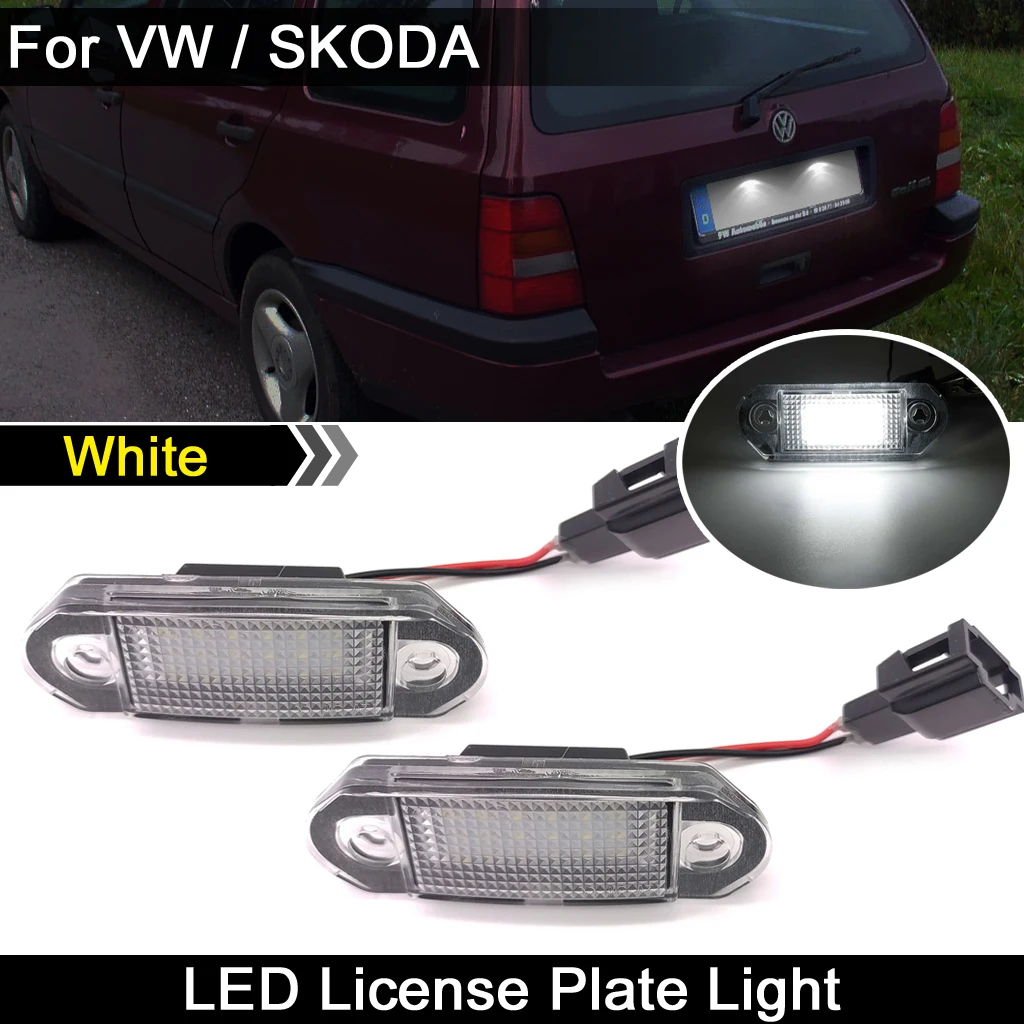 

2Pcs For VW Golf MK3 Vento Jetta GOL For Skoda Octavia High Brightness White LED License Plate Light Number Plate Lamp