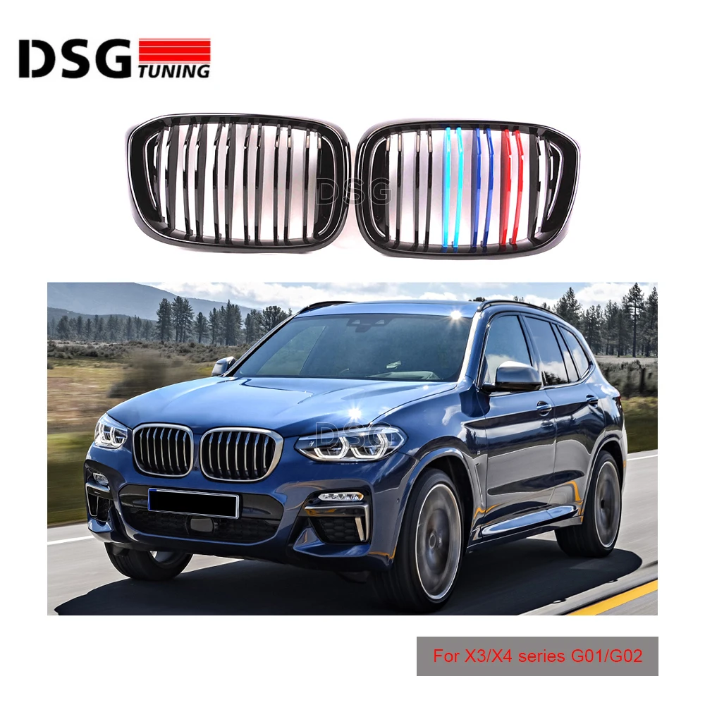Передняя почечная решетка с 2 планками для BMW X3 X4 G01 G02 гоночная ABS xDrive20i xDrive30i 2018