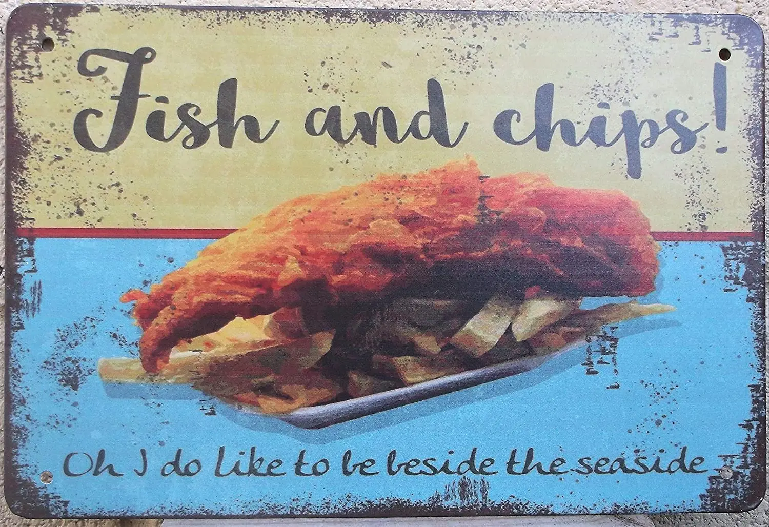 Рыба и чипсы Ретро металлическая Оловянная табличка на e-mail Декор стены искусства