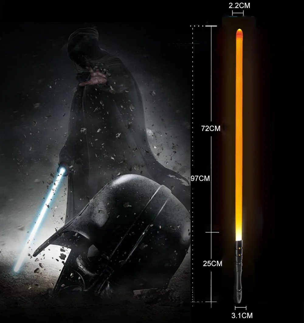 Black HD orange Светильник saber со звуковым сигналом, светильник Jedi Sith Luke, подвесной светильник Saber Force, изменяющий цвет, с металлической ручкой - Цвет: Black HD orange