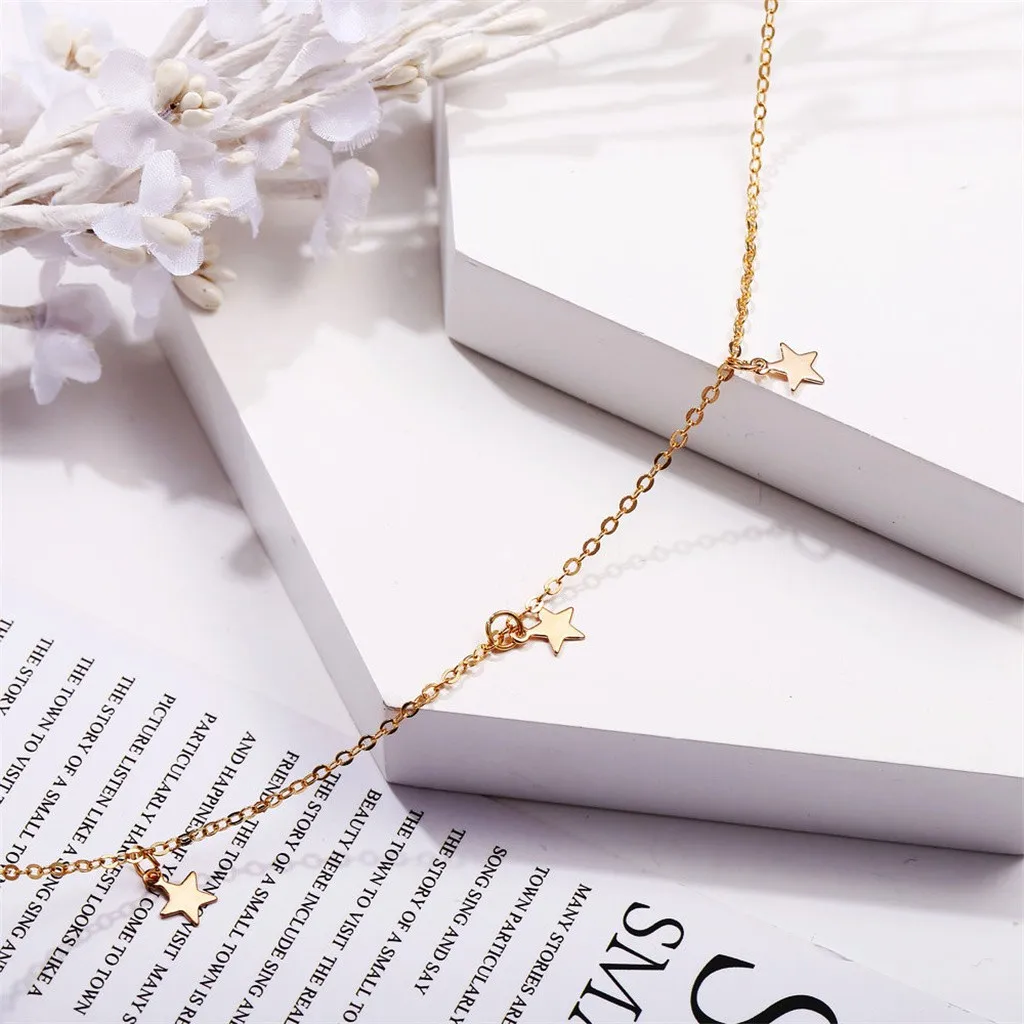 Тройное ожерелье со подвеской из звезд простая цепочка до ключицы в стиле ретро