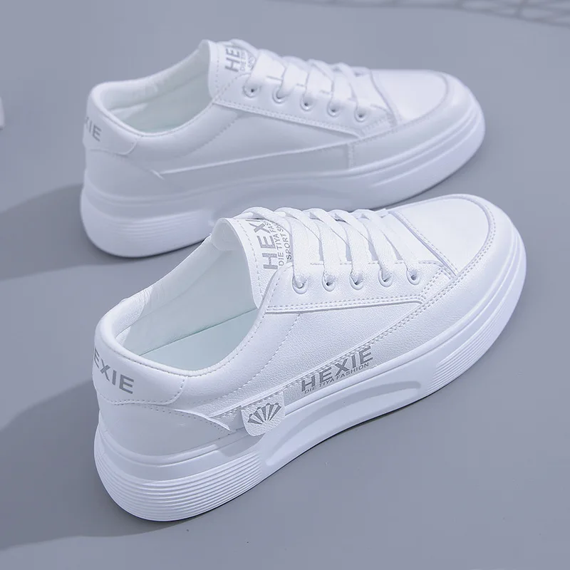 

Модная повседневная женская обувь, новые женские туфли на осень и зиму, женские дышащие кожаные белые туфли с низким вырезом, Корейская дика...