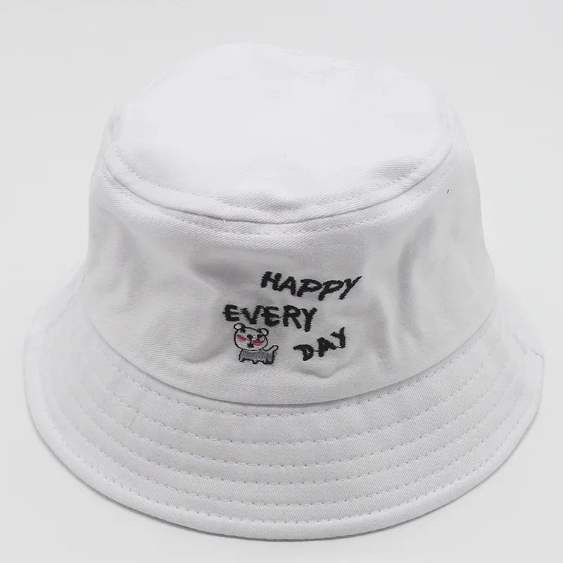 

Korean Boys and Girls Embroidery Letters Foldable Fisherman Hat Fashion Baby Kid Child Bucket Sun Hat Children's Black Pink