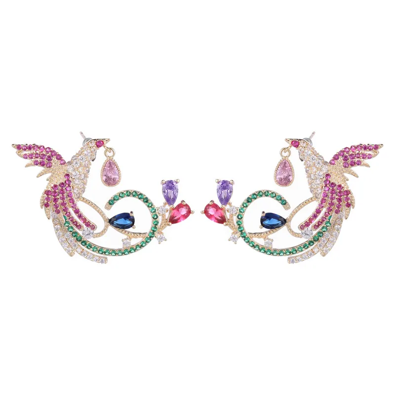

2021 Summer Trend Phoenix Bird Earrings Jewelry for Women Designer Statement Stud Earings pendientes boucle oreille femme