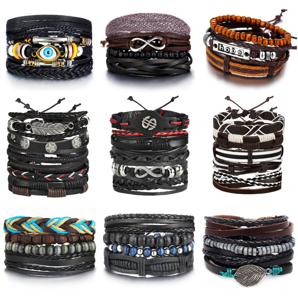 Винтажный Комплект браслетов 17KM с шармами для мужчин и женщин модные браслеты