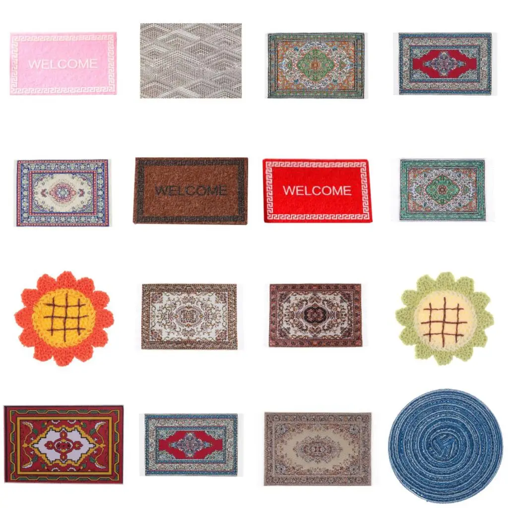 

Cute Turkey Welcome Mat Front Door Woven Rug Floor Carpet Living Room Doll House Miniature Accessories Dolls Coverings For Kids