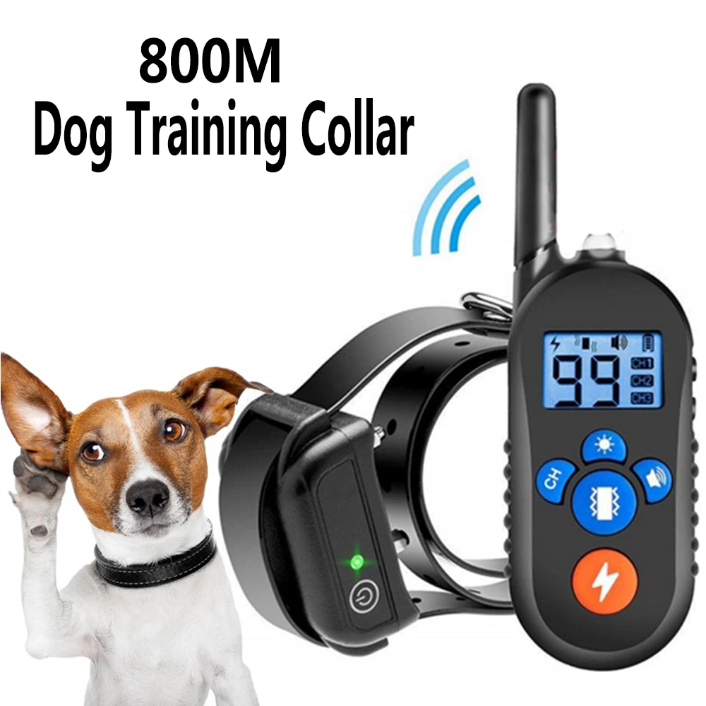 

800m Dog Training Collar Electric Pet Training Equipment Waterproof Baking Repeller Dog Trainer Remote Control Anti-Bark Tool