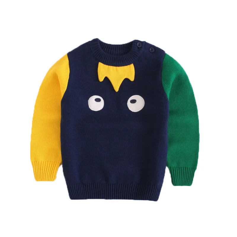 Милый свитер для маленьких мальчиков Цвет Хит Вязаный топ с вышитыми большими