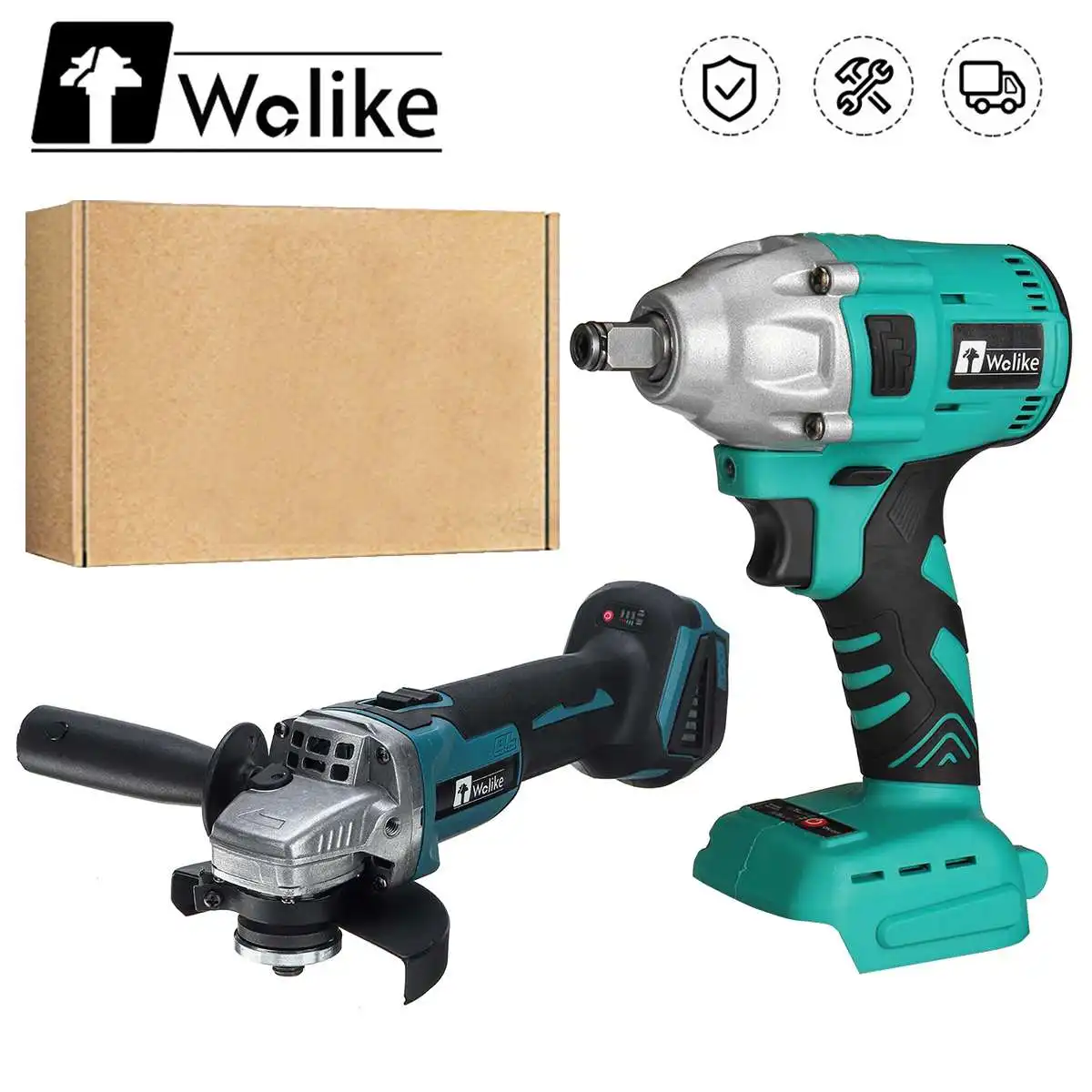 

2 In 1 Multi-functional Electric Tool Set 800N.M Electric Wrench 1/2 Sokect Cordless 125mm Angle Grinder For Makita Battery