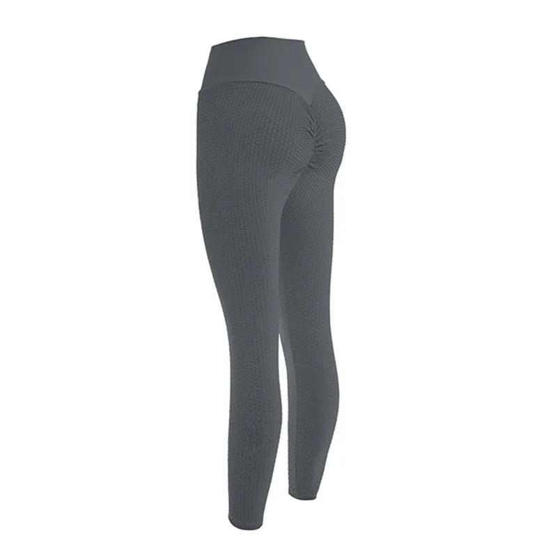 Ladies peach hip jacquard yoga pants fitness bubble seamless leggings honeycomb pants high waist sports trousers