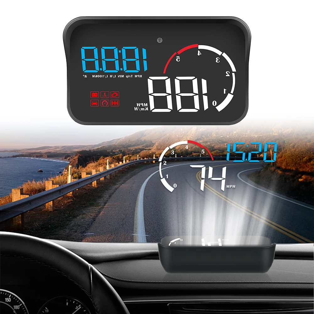 

LEEPEE Multifunction M10 A100 Windshield Projector Car HUD Display Car-styling Intelligent Alarm System OBD2 Overspeed Warning
