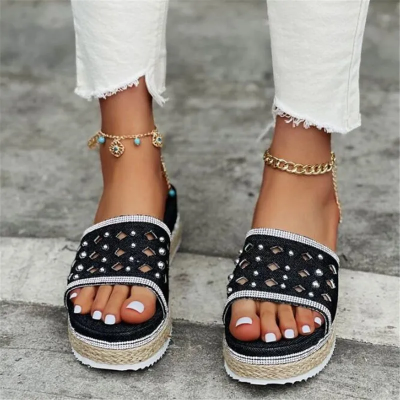 

Large size bottom women's slippers summer new style casual womens sandals fashion plush platform slides women shoes beach shoes