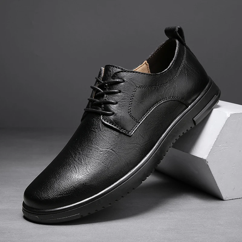 

Men's Leather Shoes Classic Fashion Business Office Lace-Up Oxford Shoes Summer Breathable Elegant Comfortable Casual Shoes