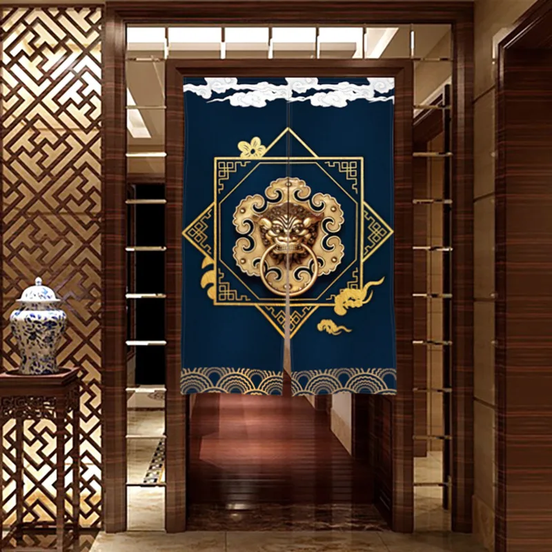 

Chinese /Japnese Auspicious Birds Flower Mountains Linen Door Curtains Roman Half Curtains Entrance Partition Kitchen #30