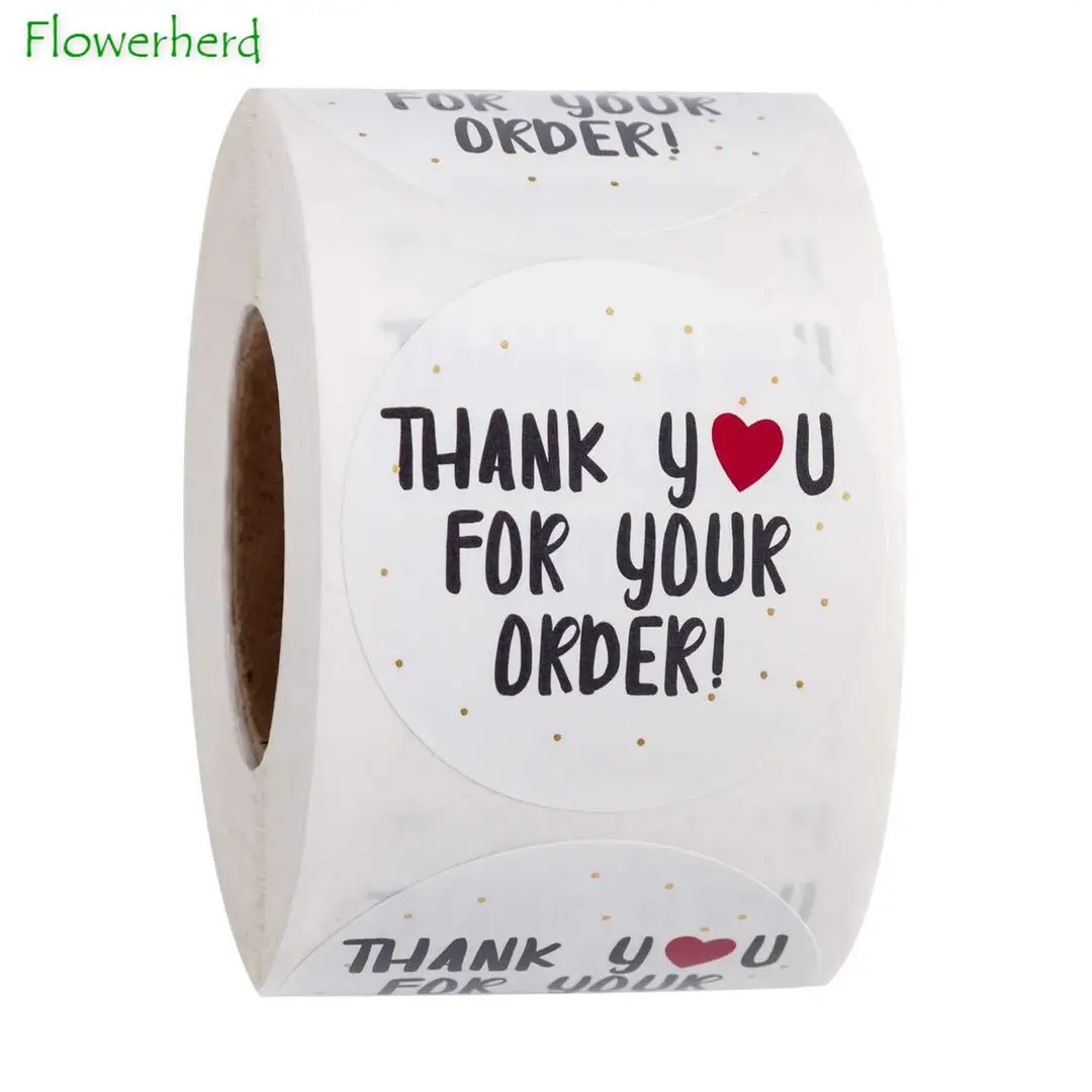 

Thank You Stickers Roll of 500 1 Inch Thank You for Your Order Sticker Boutique Supplies for Business Packaging Sealing Sticker